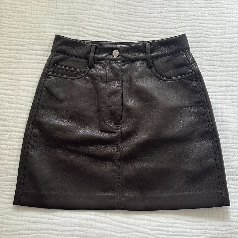 Artizia Wilfred - Brown Vegan Leather Mini Skirt